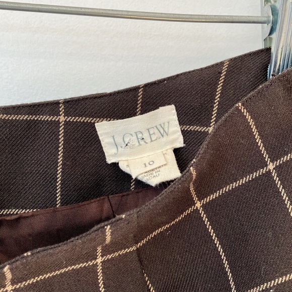 J Crew Wool Dress Pants Windowpane Check 10 Brown/Cream - Picture 3 of 5